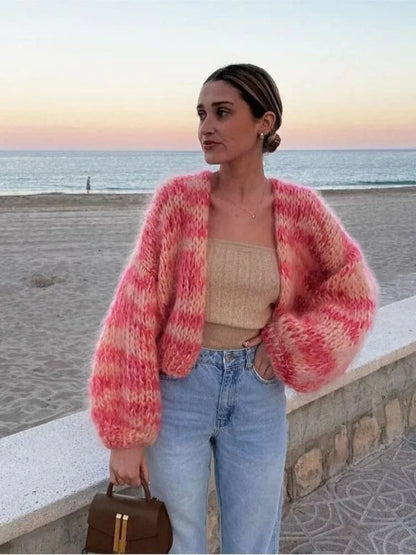 Große Strickjacke Übergröße Offen Vorne