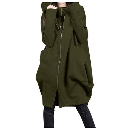 Damen Mantel Oversized Kapuze Weich