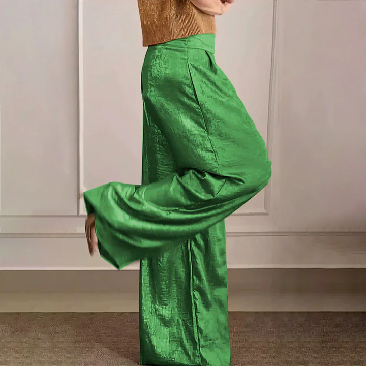 Elegante Maxikleid Hohe Taille Seidig Leicht