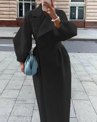 Frauen Trenchcoat Wollmix Taillierte A-Linie Gürtel
