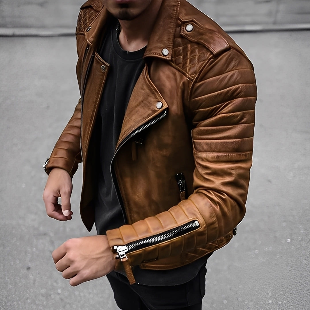 Herren Lederjacke Retro Style Elegant - IdealeKleiden