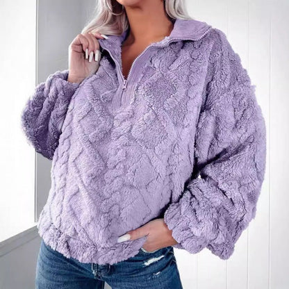 Übergrößer Fleece Pullover Stehkragen