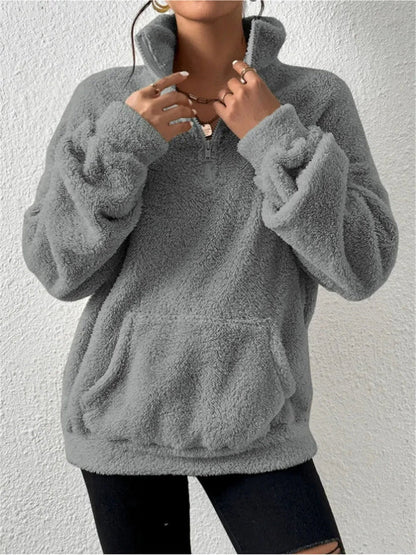 Große Damen Fleece Pullover mit Kapuze
