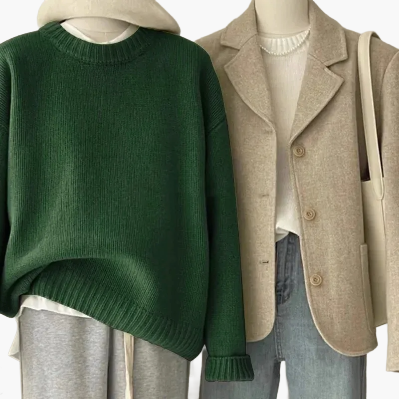 Retro Kleidungsset Japanischer Look - Strickpullover und Blazer