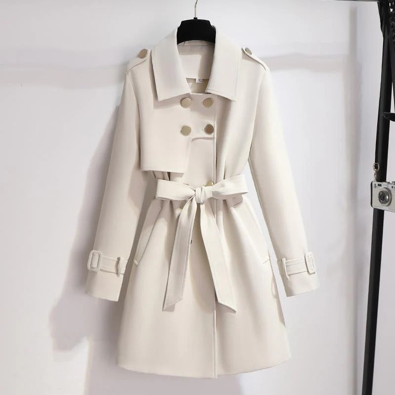 Damen Trenchcoat Maßgeschneidert Wollmix Gürtel - IdealeKleiden