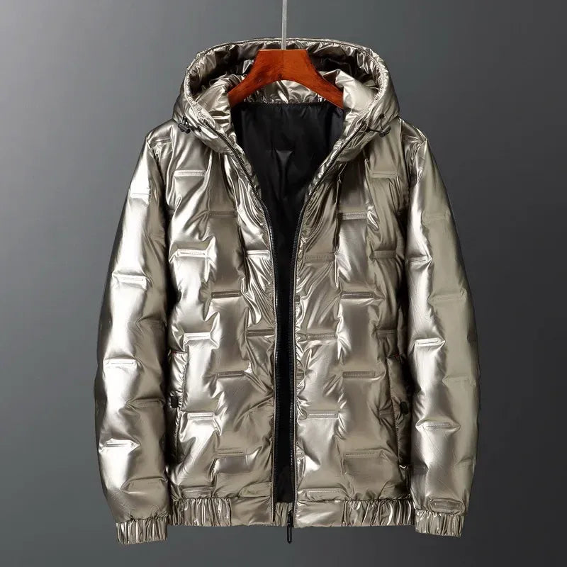Winterdaunenjacke Warm Gequiltet Wasserdicht Mit Kapuze