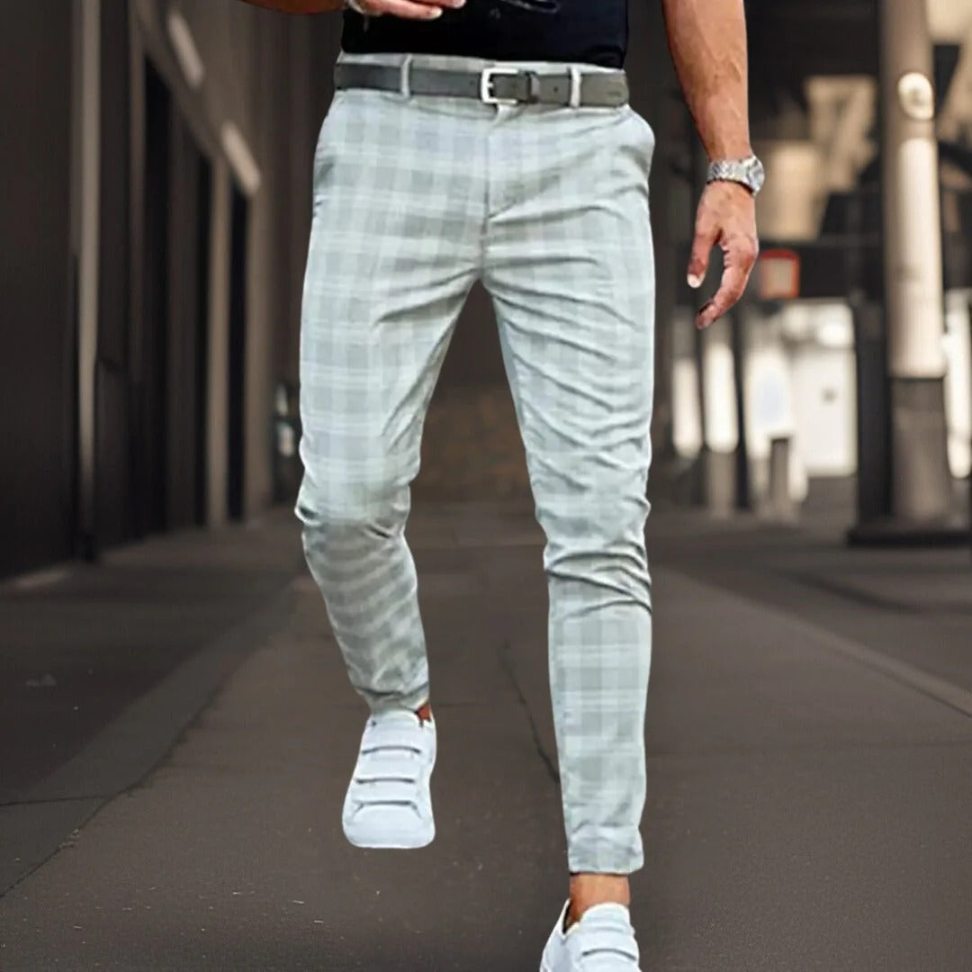 Chino-Hosen Slim Fit Karo Muster Elegant