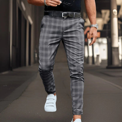 Chino-Hosen Slim Fit Karo Muster Elegant