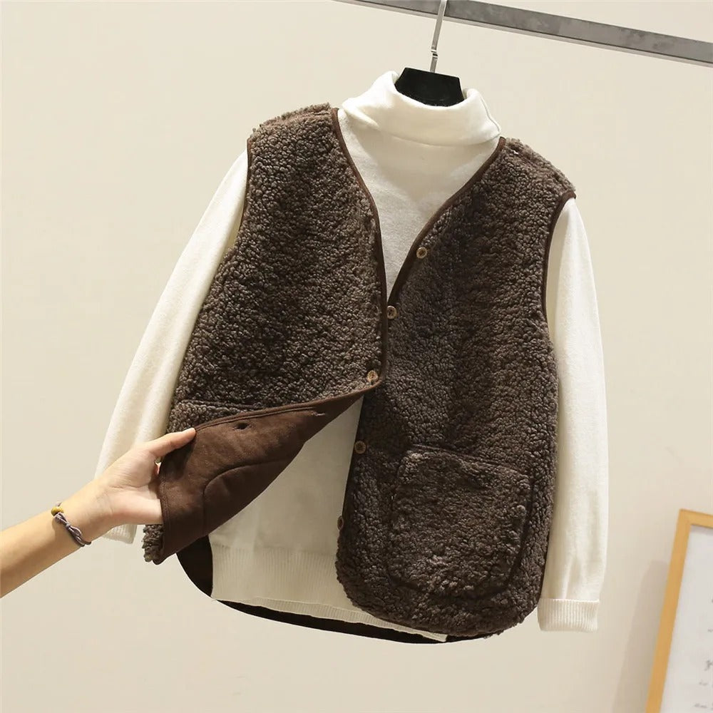 Damenschal Gilet Fleece Jacke Warm Locker