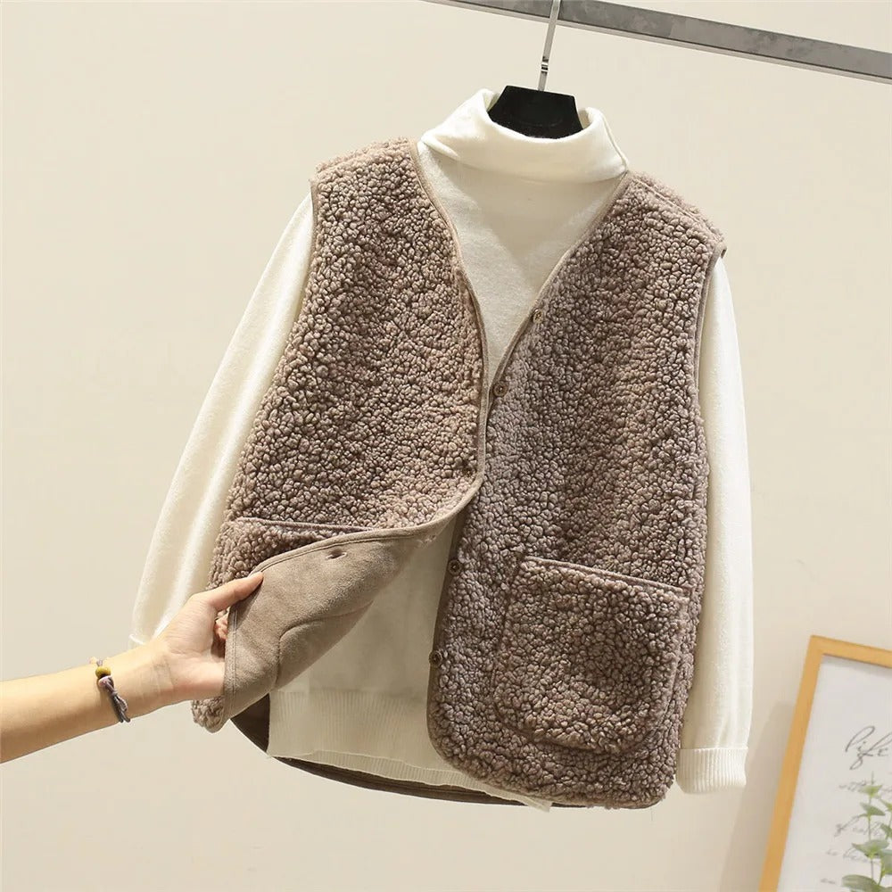 Damenschal Gilet Fleece Jacke Warm Locker