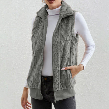 Kleid Ohne Ärmel Fleece Jacquard Reißverschluss