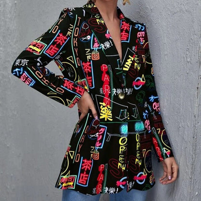Maßgeschneiderter Blazer Elegant Einreiher Abstrakt Muster