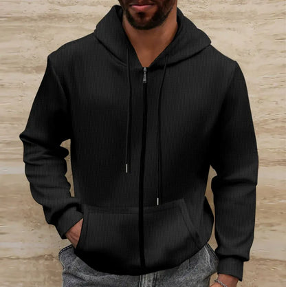 Kapuzenpullover Waffelstruktur Regular Fit Reißverschluss Lässig