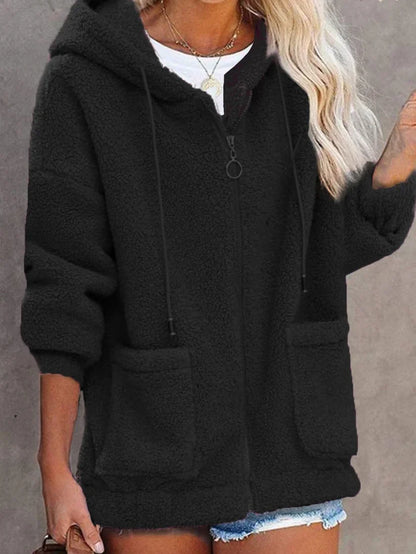 Freya - Plüschjacke Oversized mit Reißverschluss