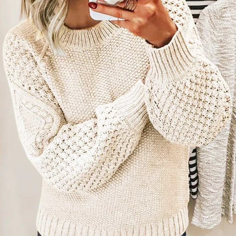 Übergrößener Wollpullover mit Ballonärmeln - IdealeKleiden