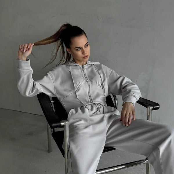Bequemes Loungewear Set Kapuzenpullover Jogginghose Weich Baumwolle - IdealeKleiden