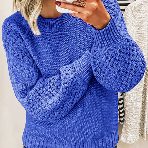 Großer Strickpullover Wollmischung Zopflook