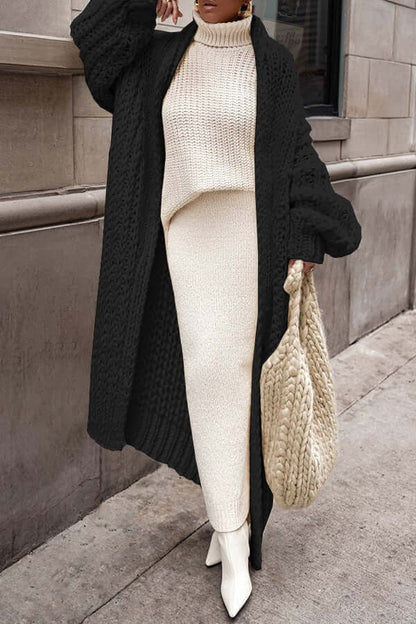 Übergroße Strickjacke Chunky Wolle Lang