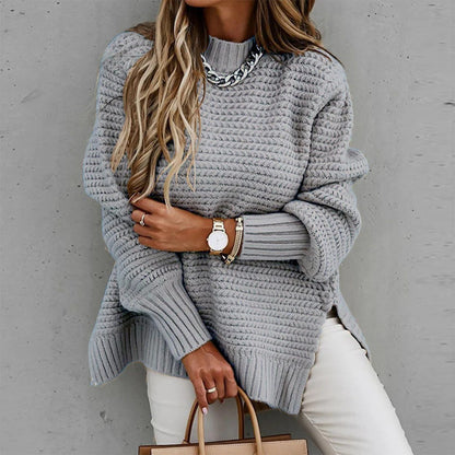 Damenschal Strickpullover Bequem Rundhals Lange Ärmel