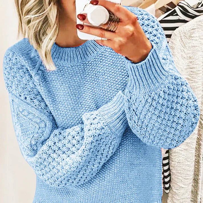 Großer Strickpullover Wollmischung Zopflook