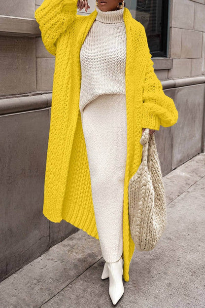 Übergroße Strickjacke Chunky Wolle Lang