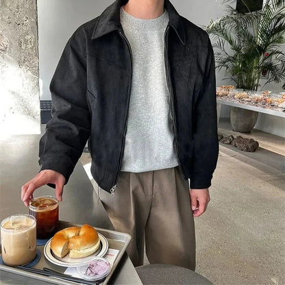 Lederjacke Slim Fit Reißverschluss Trendy - IdealeKleiden