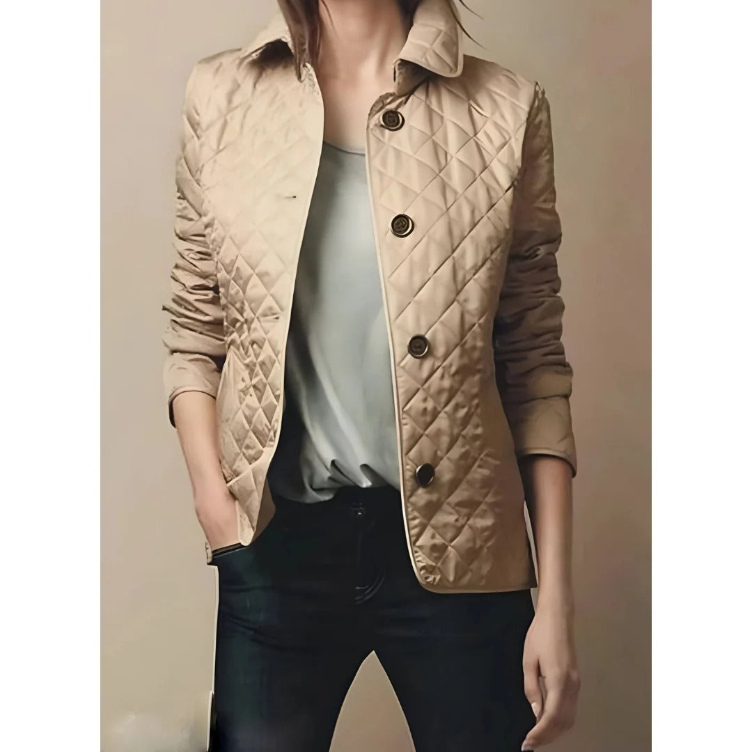 Elegante Steppjacke Damen Taillierte Fit Diamant Muster