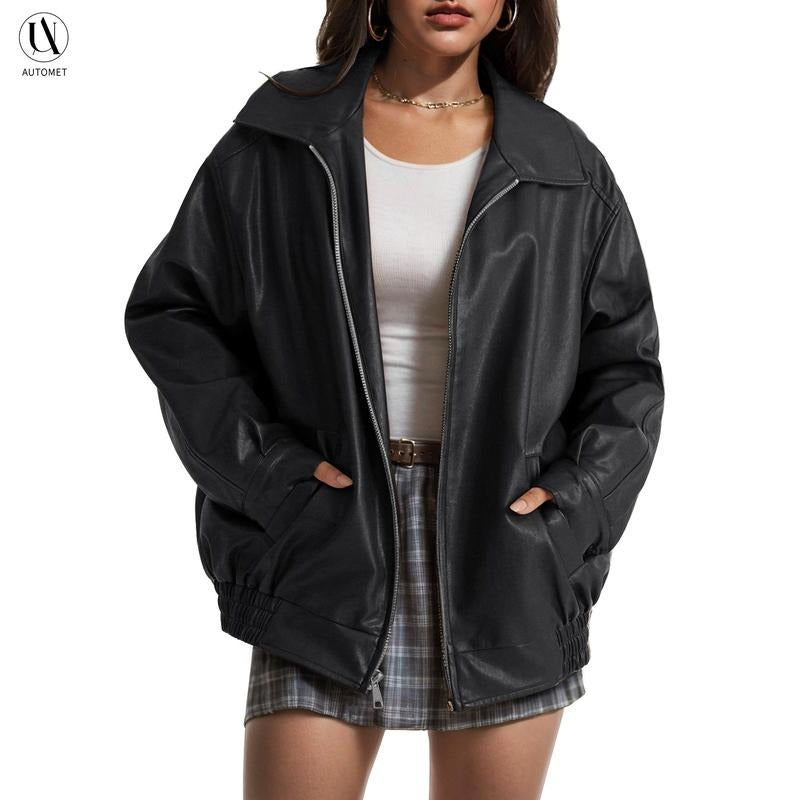 Leder Bomberjacke Damen Elegant