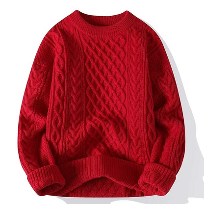 Lässiges Wollkleid Zopfmuster Rundhals