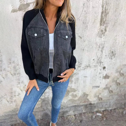 Modisches Damenkleid Jeans Lockere Passform Lange Ärmel