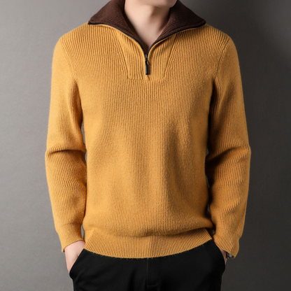 Bequeme Strickkleidung | Locker Geschnitten Wollsweater Hoher Kragen Reißverschluss