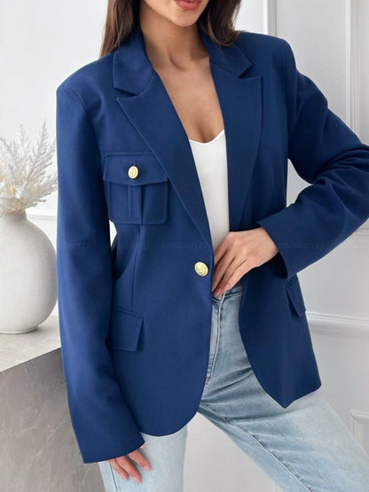 Damen Blazer Doppelreihig Langarm Wollmischung Elegant