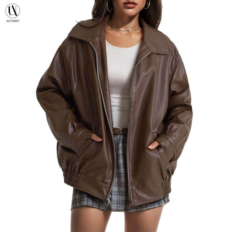 Leder Bomberjacke Damen Elegant