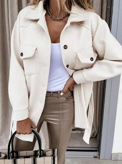 Winterjacke Damen Oversize Winddicht Knopfverschluss