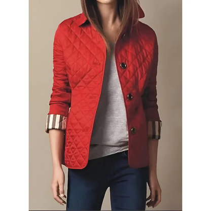 Elegante Steppjacke Damen Taillierte Fit Diamant Muster