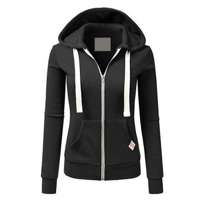 Kapuzenpullover Slim Fit Reißverschluss Baumwolle Tasche