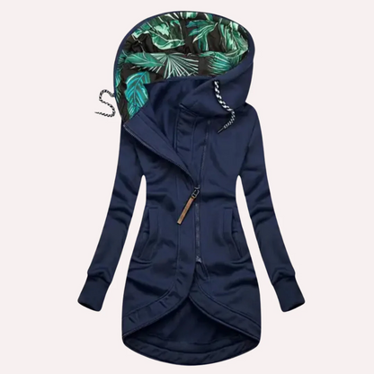 Stylische Fleecejacke Slim Fit Kapuze Asymmetrisch - IdealeKleiden