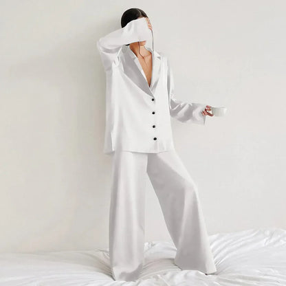 Damenschlafanzug Satin Set Lockerer Style