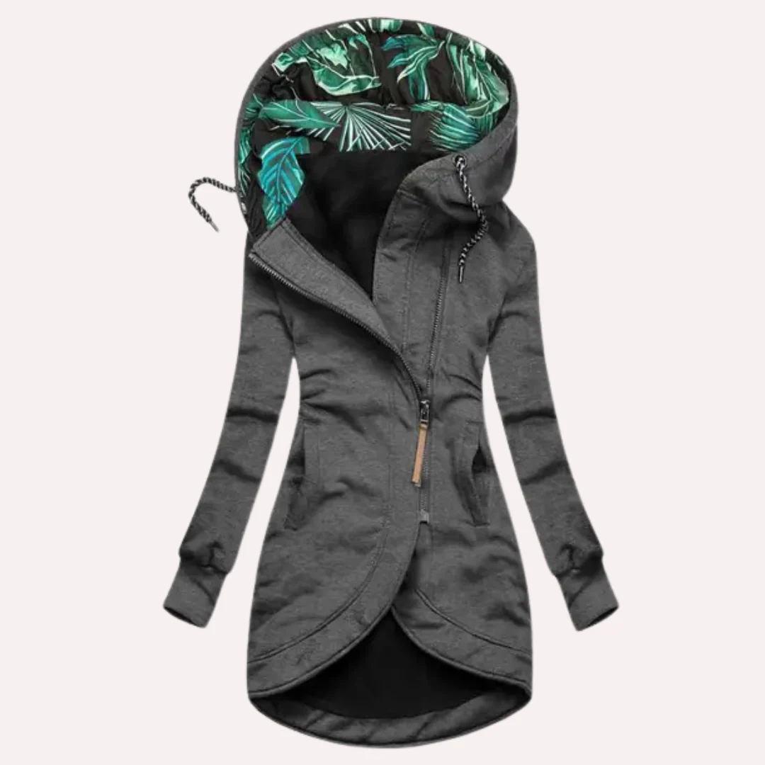 Stylische Fleecejacke Slim Fit Kapuze Asymmetrisch