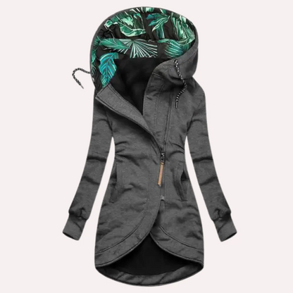 Stylische Fleecejacke Slim Fit Kapuze Asymmetrisch