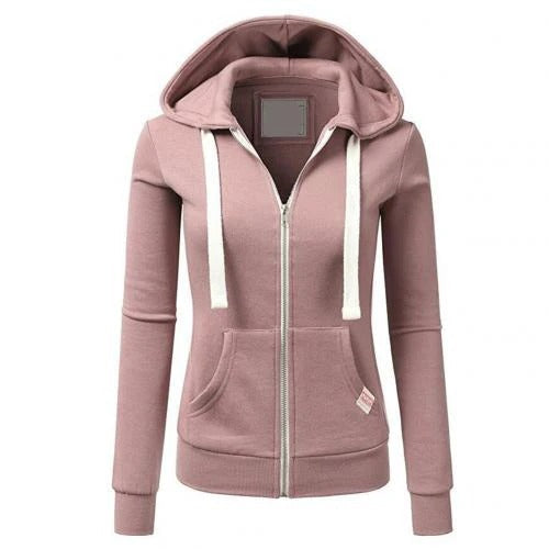 Kapuzenpullover Slim Fit Reißverschluss Baumwolle Tasche