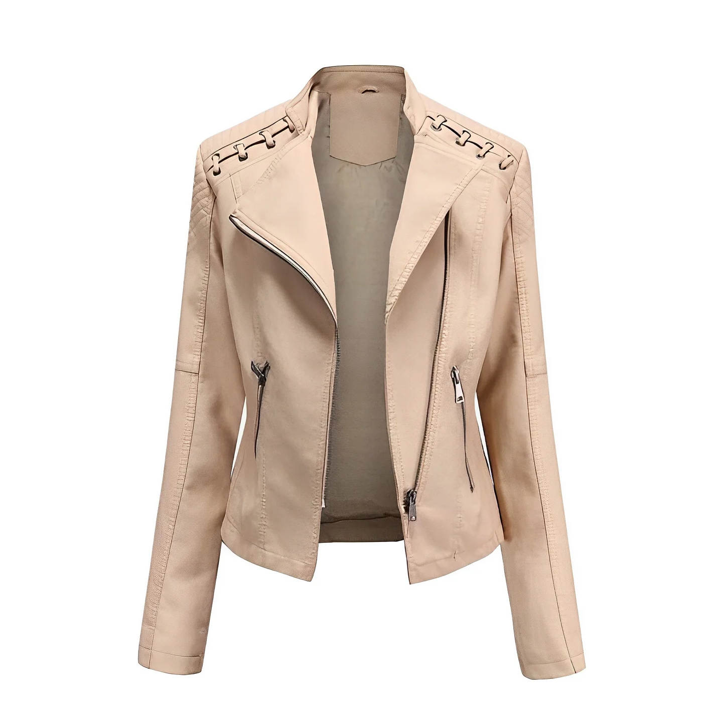 Lederjacke Slim Fit Asymmetrisch Quilted Style