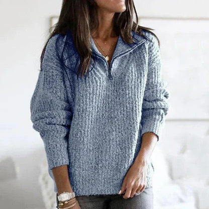 Weicher Strickpullover Halbzipp Frauen