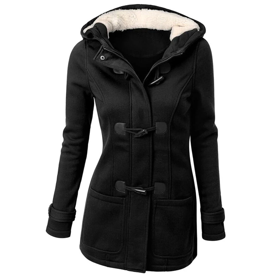 Langer Wollmantel Damen Elegant Kapuze