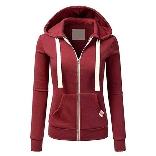 Kapuzenpullover Slim Fit Reißverschluss Baumwolle Tasche