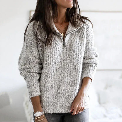 Damen Strickpullover Mit Halbzipper