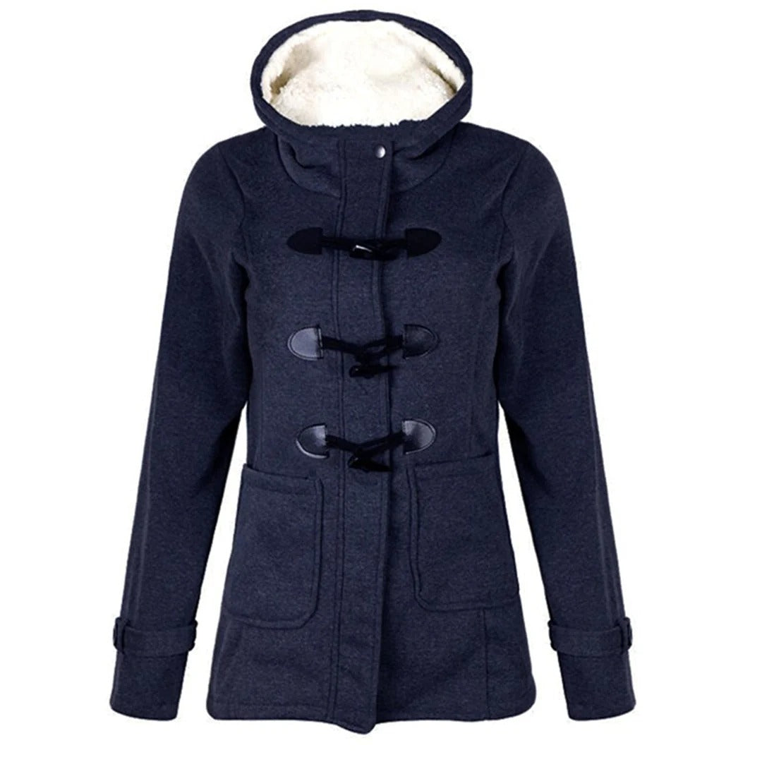 Langer Wollmantel Damen Elegant Kapuze