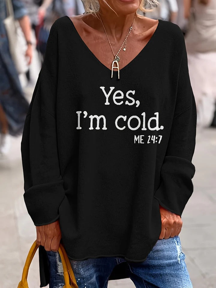 Große Sweater Damen Weich Übergröße V-Ausschnitt