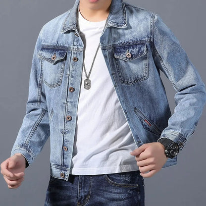 Herren Denim Jackett Mit Vordertaschen
