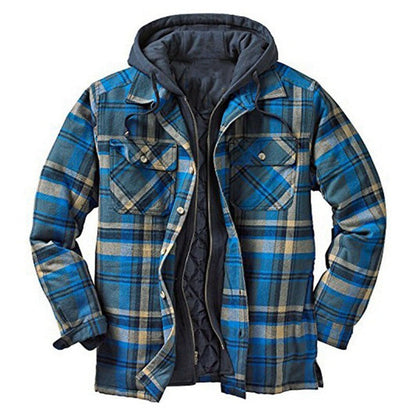 Lässige Hemdjacke Kapuze Flanell Karomuster